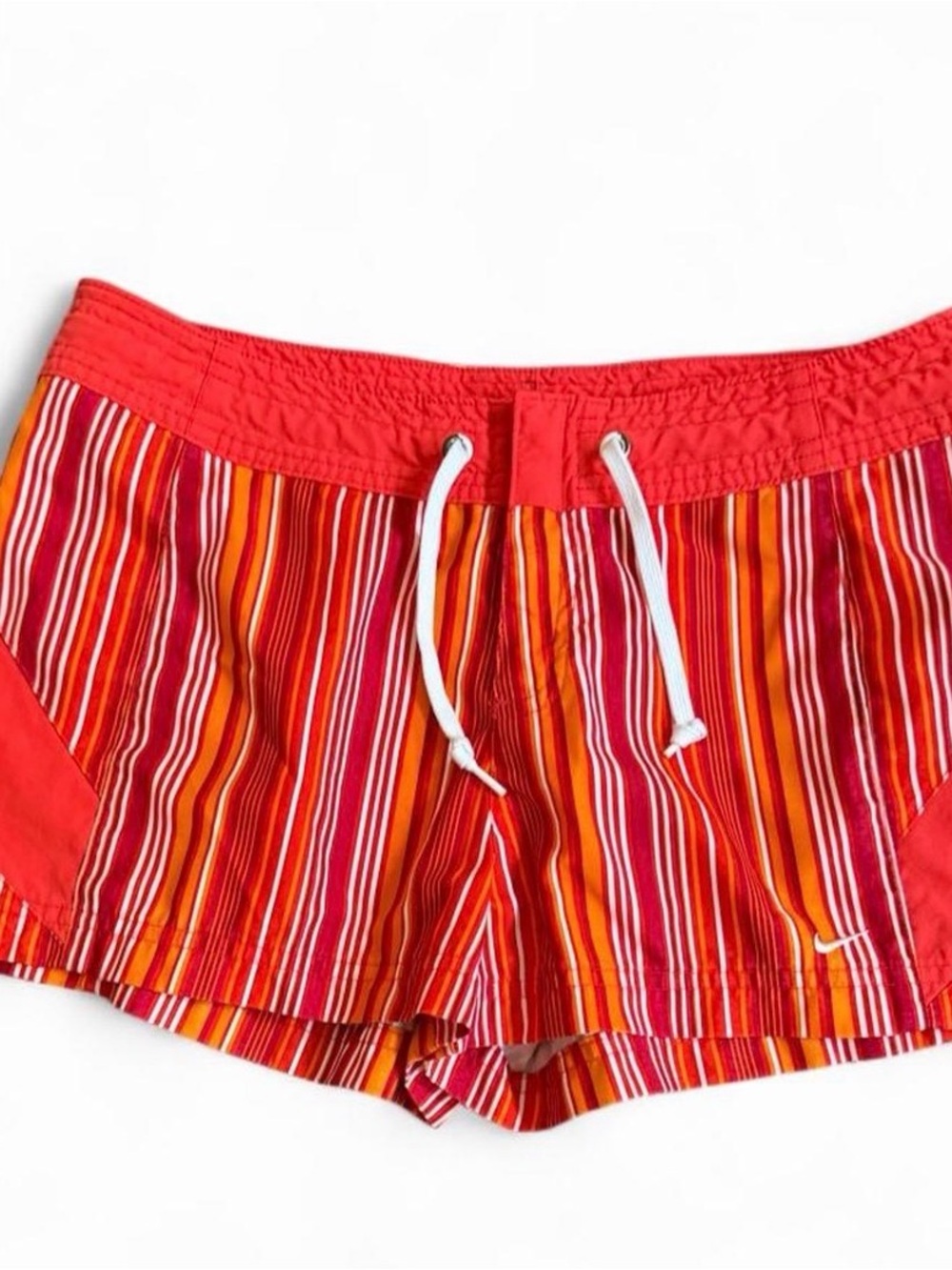 Nike Women’s Red and Orange Striped Athletic Shorts